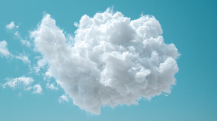 Poster - Fluffy white cloud floating in a clear blue sky