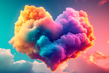 Wall Mural - rainbow heart cloud. generative ai.