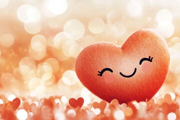 Poster - A simple illustration of a heart with a smiling face, surrounded by soft, glowing lines that symbolize joy