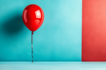 Aufkleber - A single balloon floating upward, illustrated with a simple line and a vibrant red or blue color pop