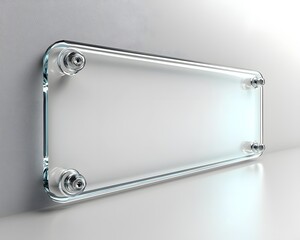Poster - Rectangular Blank Frosted Glass Sign with Metallic Corner Brackets for Modern Themes