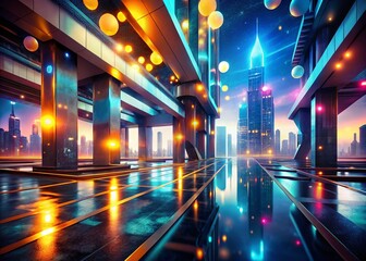 Poster - Futuristic Concrete Architecture - Abstract 3D Render with Bokeh