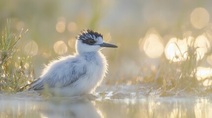 Wall Mural - Little Tern Chick in Golden Hour