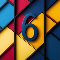 Poster - A vibrant, geometric design featuring a prominent number 6 amidst colorful layered shapes.