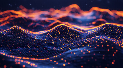Poster - Colorful abstract wave pattern depicting data visualization in a digital space
