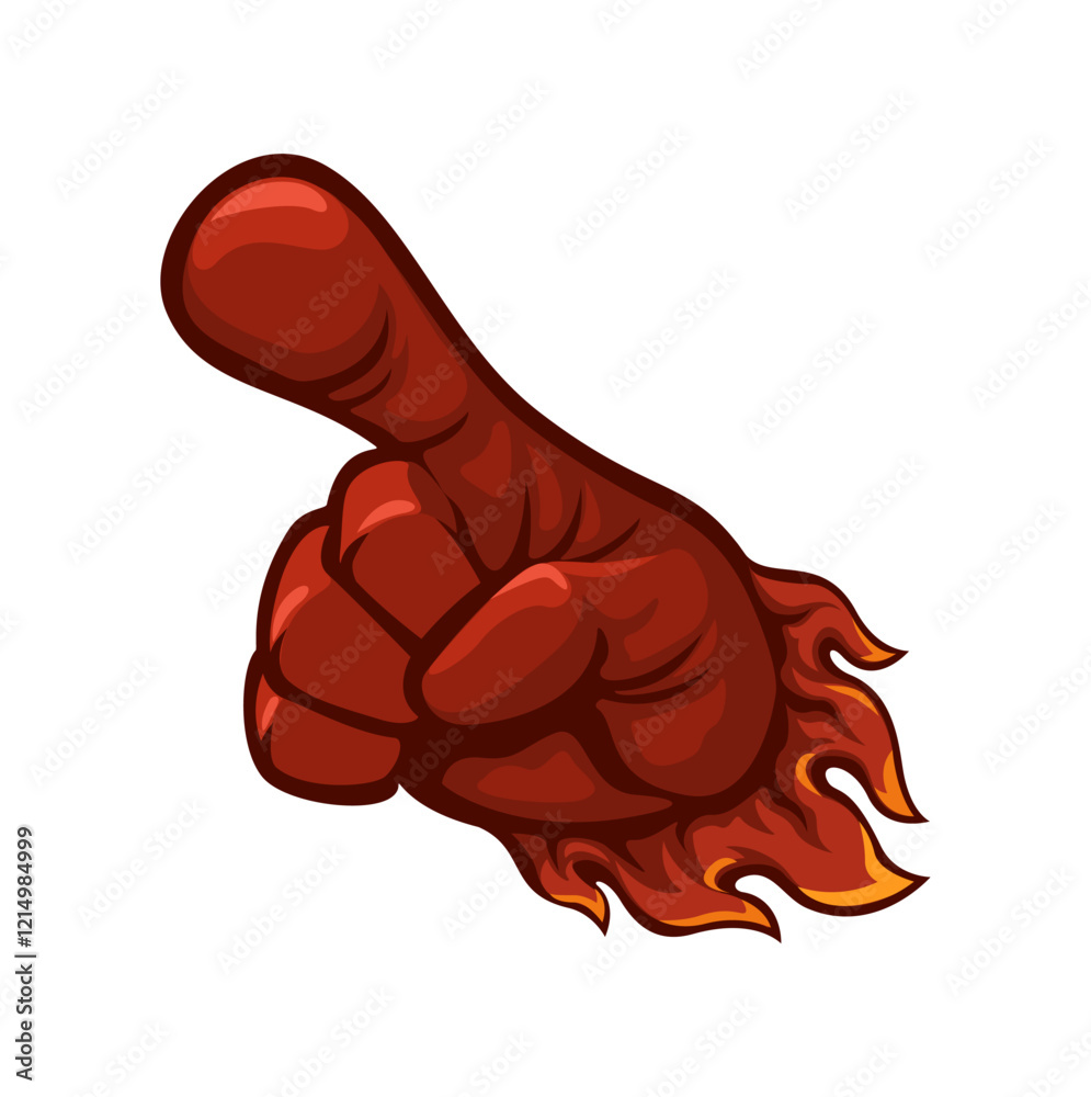 Fire Hand Pointing Finger Gesture Symbol Cartoon Illustration Vector ...