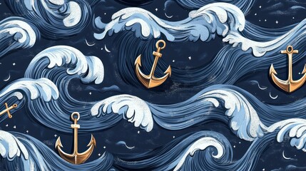 Poster - Anchors Aweigh: A Nautical Wave Pattern