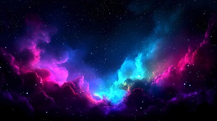 Wall Mural - colorful cosmic clouds with stars in night sky background