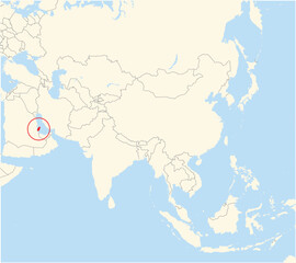  Location Map of the country Qatar in Asia. The country is highlighted with a red polygon. No labels at all.