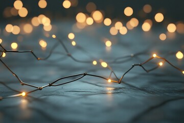 Poster - Festive lights on dark surface, bokeh background, holiday mood, design element