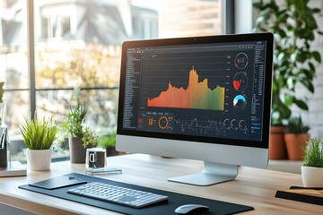 Poster - Graphics on a computer screen in high-tech style 