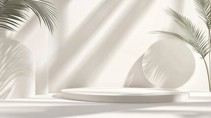 Wall Mural - White background with minimalistic shapes, vector illustration, flat design, smooth lines, elegant curves, soft lighting, high resolution, 