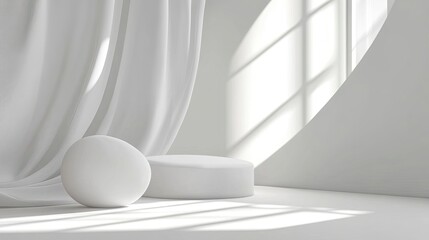Wall Mural - White background with soft shapes and gradients, creating an elegant abstract design for presentation or branding use.