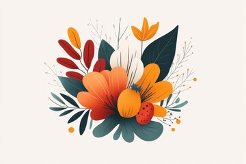 Poster - A flat 2D infographic-style drawing of a zucchini plant, showing the labeled parts like fruit, leaves, and flowers in simple vibrant colors