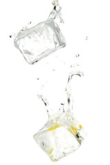Poster - A refreshing splash of water pouring into a crystal-clear glass