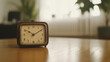 © Bonsales - Vintage alarm clock displaying time on wooden surface, surrounded by green houseplants, evoking nostalgic home interior ambiance