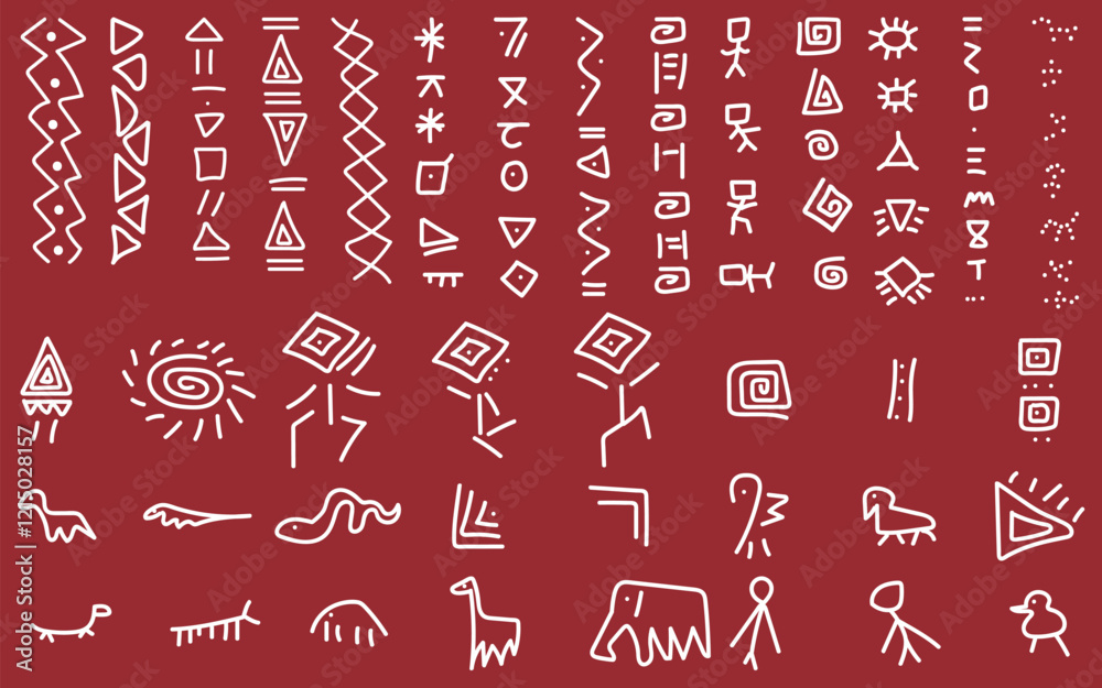 Set of African Historical Characters and Cave Arts for Posters, Cards ...