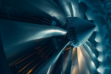 Poster - Close-up of jet engine turbine blades