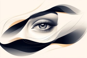 Aufkleber - A minimalist depiction of a single eye with a furrowed brow above it, drawn in clean lines and muted tones to convey worry