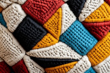 Aufkleber - A minimalist design of traditional Zulu beadwork patterns, with symmetrical geometric shapes in vibrant red, blue, and yellow tones
