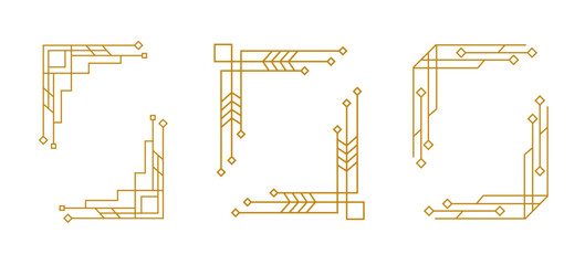 art deco line gold frames set