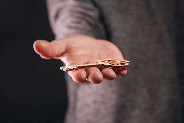 Wall Mural - male model holding a wooden key