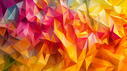 Poster - Vibrant abstract geometric pattern with orange, red, and yellow hues in a dynamic arrangement