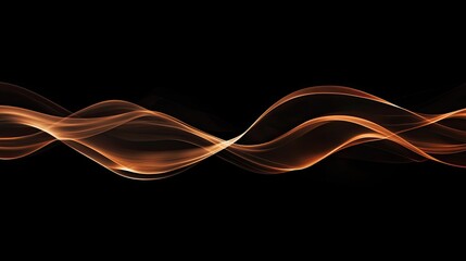 Abstract wavy orange light flowing across a black background with smooth curves