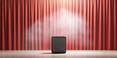 Aufkleber - Modern Theatrical Performance Amplifier on Stage with Velvet Curtain - Contemporary Sound Design and Entertainment Production for Live Music Events