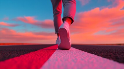 Poster - Dynamic Modern Lifestyle Capturing Motion Blur of Journey on Open Highway with Vibrant Sky - Impactful Travel Content for Adventure Tourism and Experiential Marketing