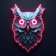 Wall Mural - Geometric Owl Face with Glowing Eyes