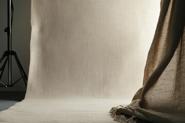 Poster - Elegant texture of linen fabric in a studio setting provides a versatile backdrop for creative projects