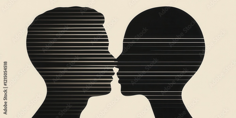 Silhouettes of a human and a robot face each other, illustrating the ...