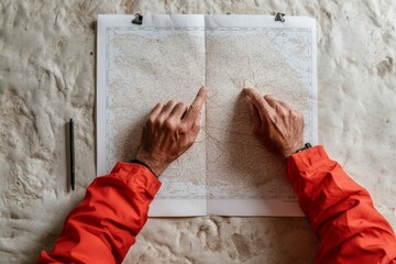 Poster - Crisis Coordination Hub Middle Eastern Leader Guides Rescue Teams with Precision Maps on Textured Terrain - Strategic Emergency Response and 21st-Century Hazard Management