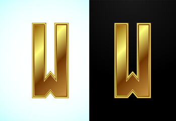 English alphabet W in gold color style. Graphic alphabet symbol for corporate business identity