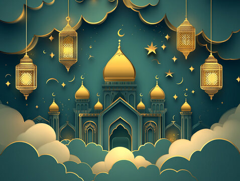 Eid Mubarak and Ramadan poster.