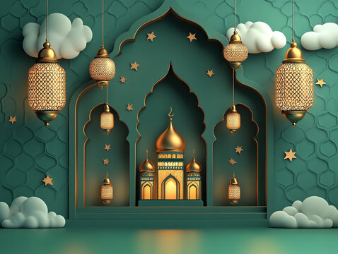 Eid Mubarak and Ramadan poster.