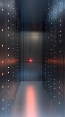 Poster - Futuristic data storage facility urban environment interior design -tech aesthetics sleek modern textures
