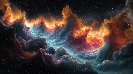 Poster - Surreal cosmic river of stars dreamlike landscape digital art night sky aesthetic journey