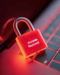 Aufkleber - Cybersecurity Aesthetic Illuminated Padlock on Sleek Laptop - Digital Freedom and Anti-Censorship Tech Innovation for Online Privacy and Network Security Solutions