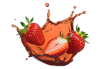 Strawberries in juice splash isolated 