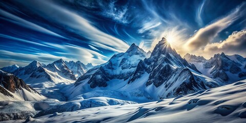 Wall Mural - Majestic Caucasus Mountains: Long Exposure Snowscape