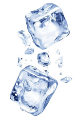 Poster - High quality transparent ice cubes on a white background for graphic design and web usage isolated on transparent background.