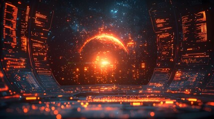 Poster - glowing algorithms predicting dynamic trends on futuristic ai driven marketing dashboard