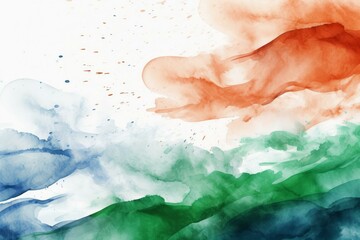 Poster - Colorful abstract watercolor painting forming clouds and splashes on white background