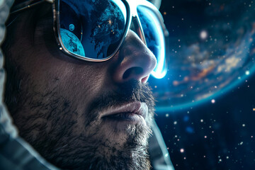 Poster - Astronaut explore moon landscape generative AI picture