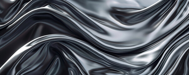 Aufkleber - Elegant silver satin waves background