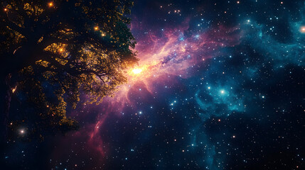 Wall Mural - universe with wonderful psychedelic and stars with generative ai