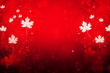 Poster - White maple leaves falling over a sparkling red background, perfect for canada day celebrations