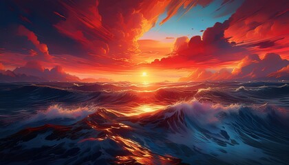 Wall Mural - sunset over the sea